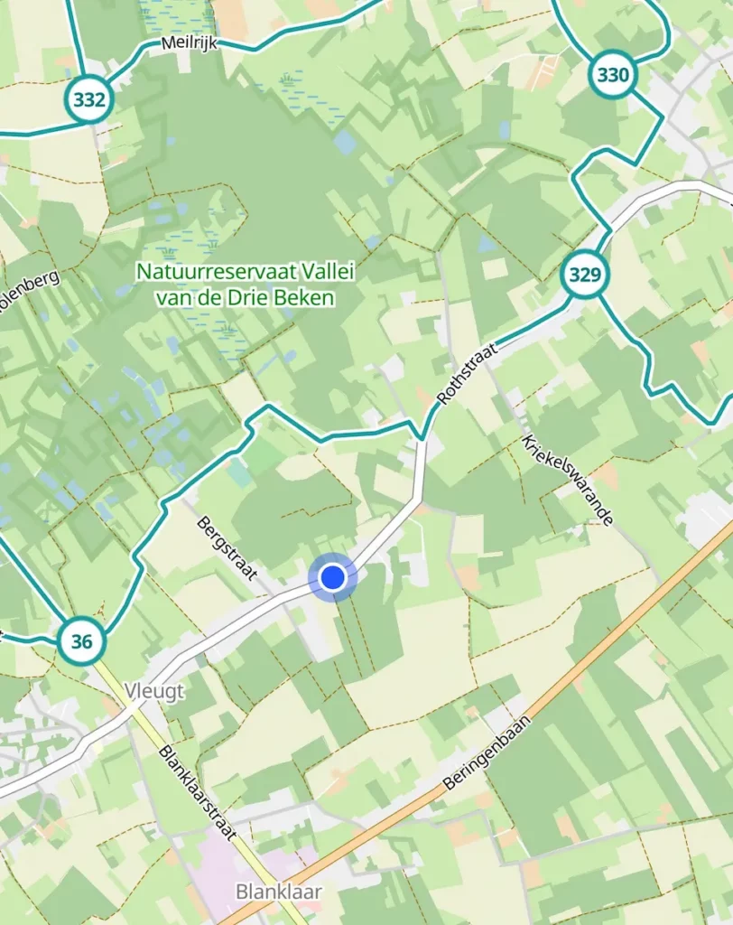 Locatie via fietsknooppunten.