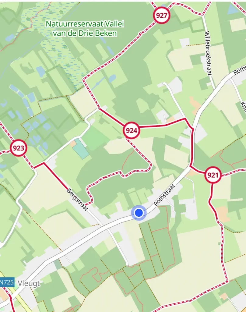 Locatie vakantiewoning tussen wandelknooppunten.